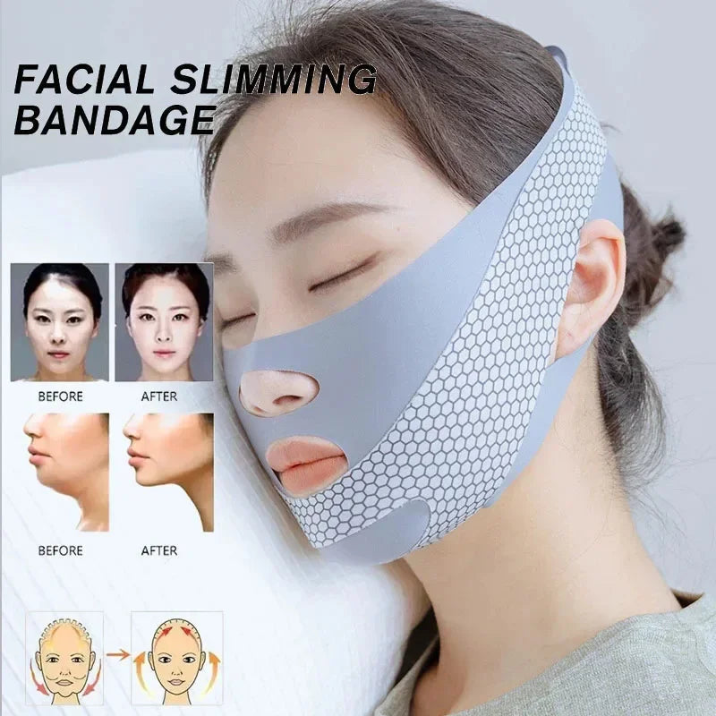 Face-Lift With Sleep Face V Shaper Facial Slimming Bandage Relaxation Shape Lift Reduce Double Chin Face Thining Band Massage Qme
