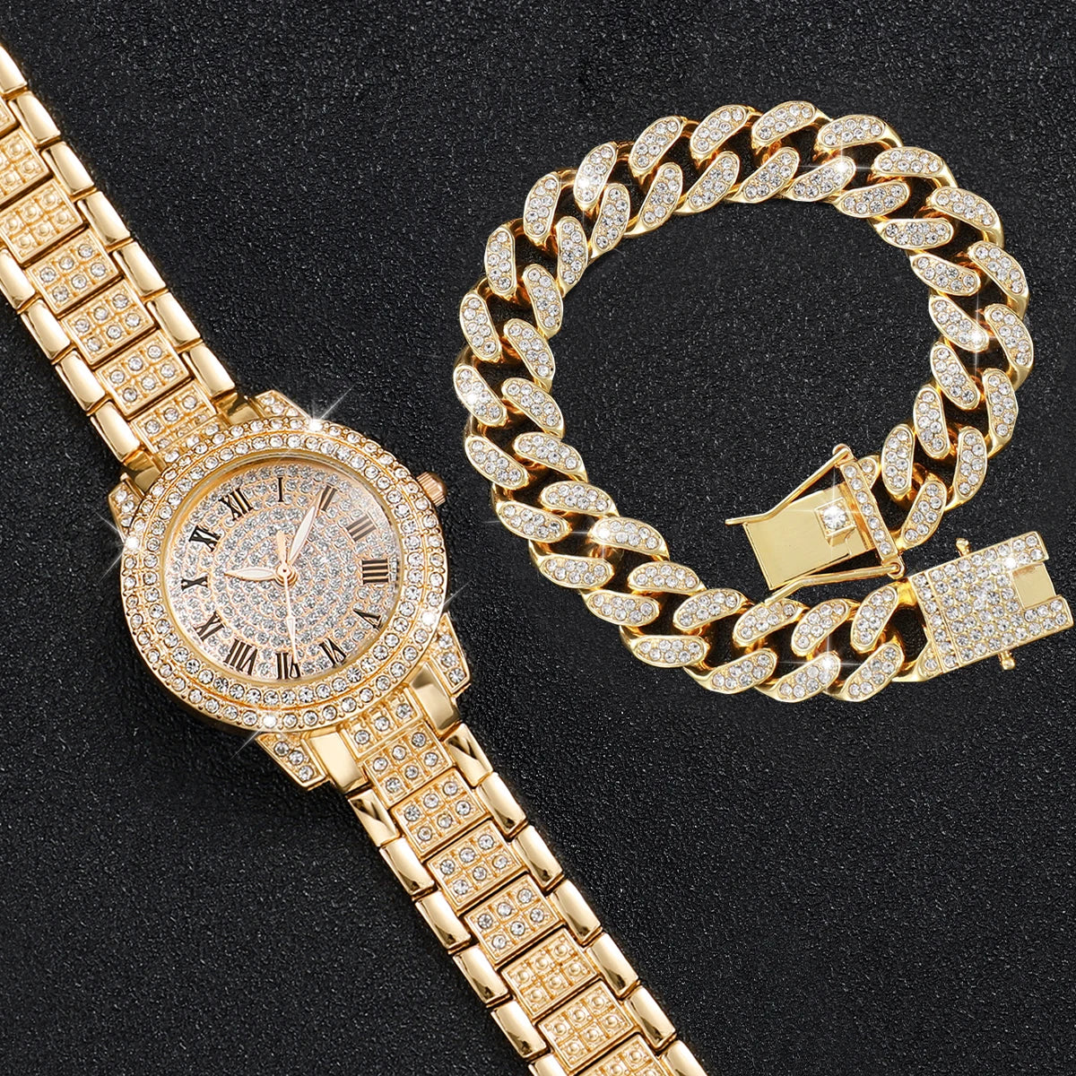 Ladies' Treasure Pot, Starry Sky, Water Diamond Watch, Popular Item, Diamond Set Bracelet, Women's Watch Set Qme