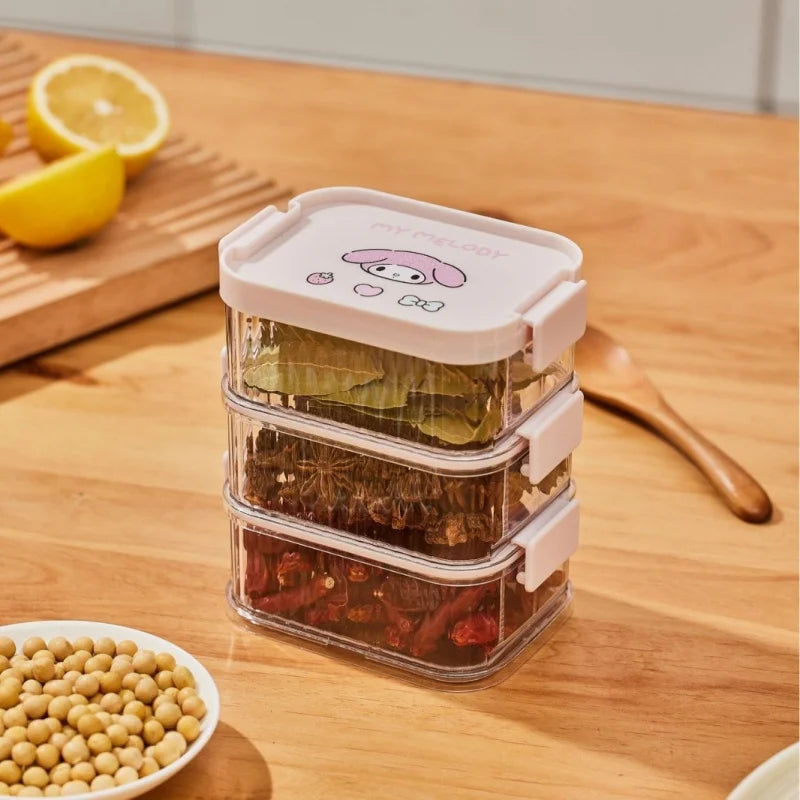 Hello Kitty Kuromi Spice Jars Storage Box Cute Seasoning Dispenser Seasoning Box Desktop Storage Box Qme