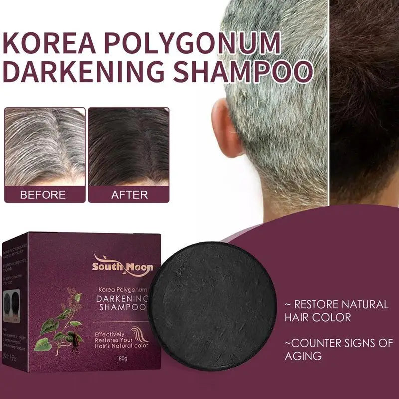 Polygonumm Multiflorum Black Hair Shampoo Soap Darkening Bar Cover Qme