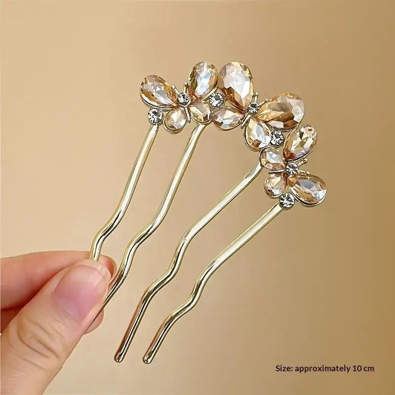 Elegant Pearl Flower Hair Combs Pins French Retro Bun Accessories Qme A4