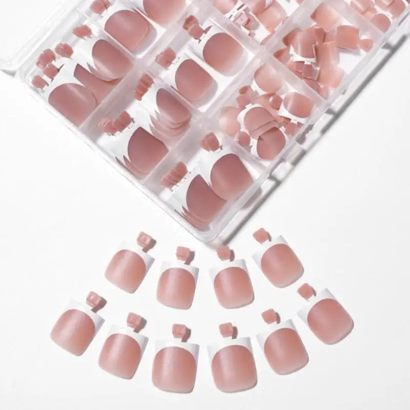 Easy Application Square Matte Full Cover Toe Nail Tips Pedicures Qme