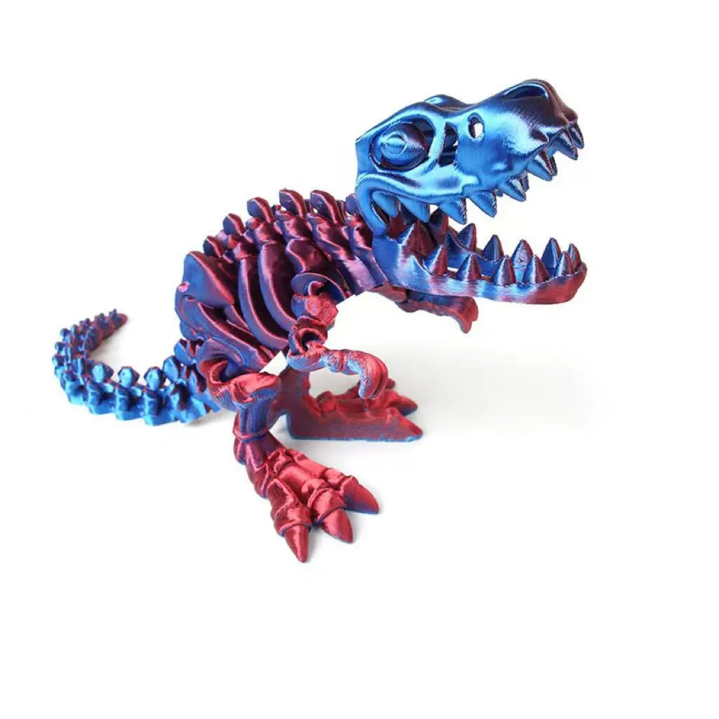 T-rex Skull Bone Replica Posable Dino Figurine Movable Joint Qme light red blue