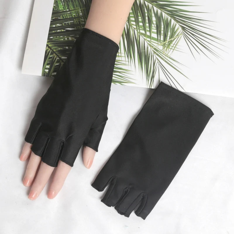 1 Pair Black Summer Half Fingers Gloves Breathable Thin Semi-finger Qme