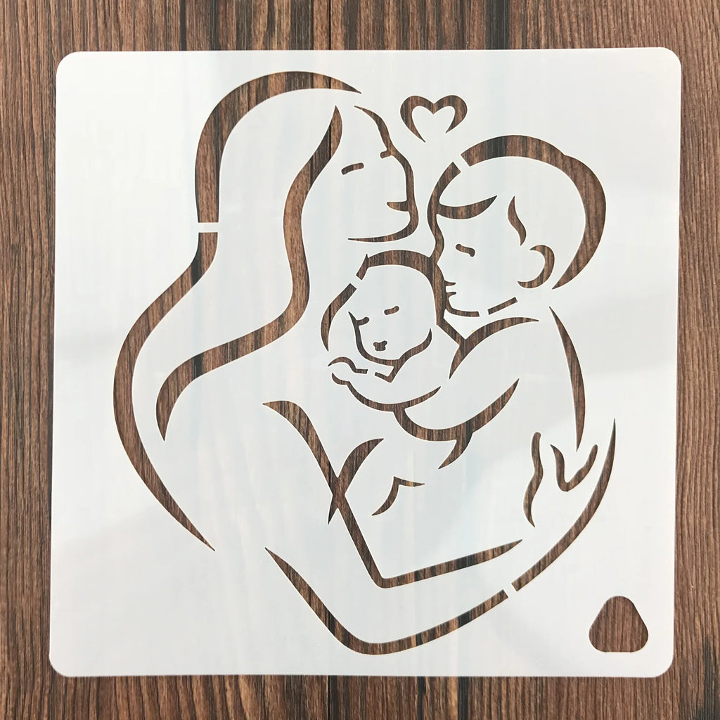 7 Pieces Mother's Day Stencil Template Painting Plastic Hollow Templates, for Cake Spraying model, Painting And Decor Plastic Qme