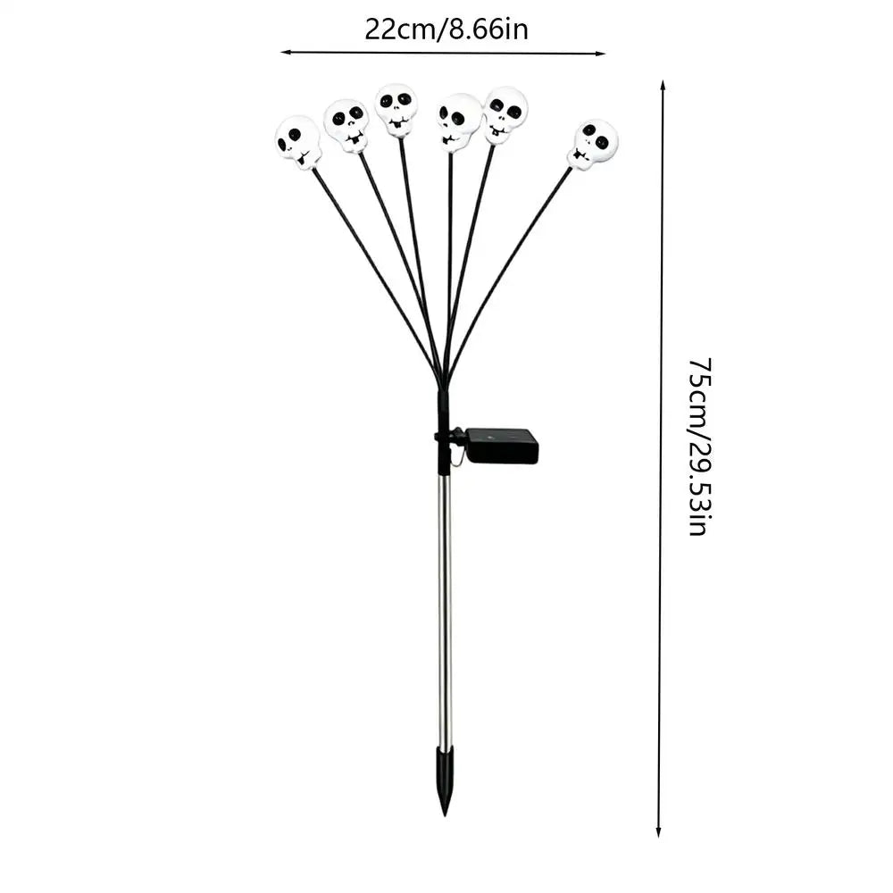Solar Powered Skull Lights 6 LEDs Waterproof Decorative Stake Lamp Qme as shown China Mainland