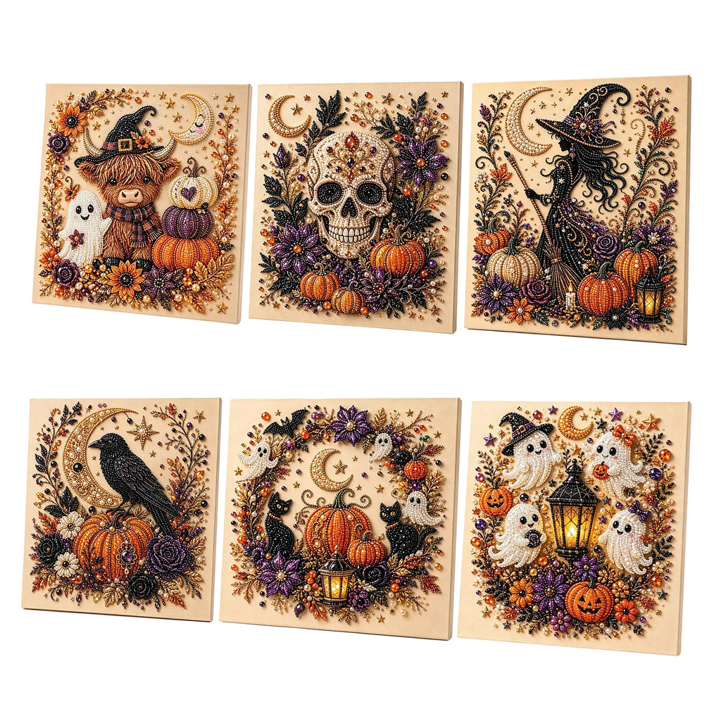 DIY Halloween Framed Diamond Art Pearl Painting Kit 7.87x7.87inch Pearl Diamond Dots Gem Art Craft Pearl Diamond Dots Painting Qme