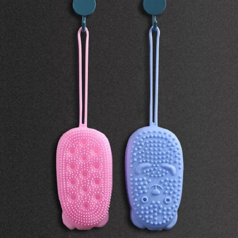 Silicone Shower Sponge Brush Wall Mounted Soap Bubble Bath Brush Double-Sided Massage Cleansing Brush Exfoliating Shower Sponge Qme