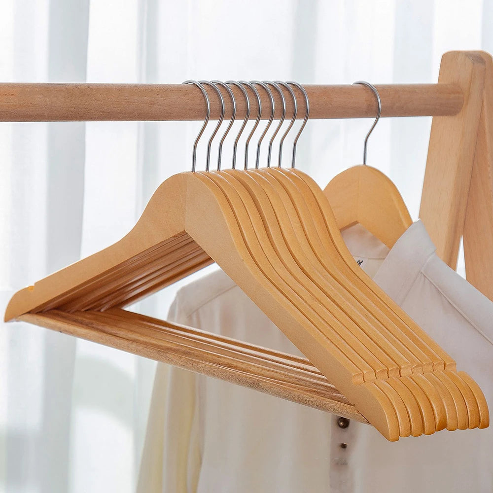5PCS/10PCS/20PCS/30PCS Solid Wood Hangers Wooden Clothes Hangers Seamless Wood Clothes Hangers Home Organizer Qme