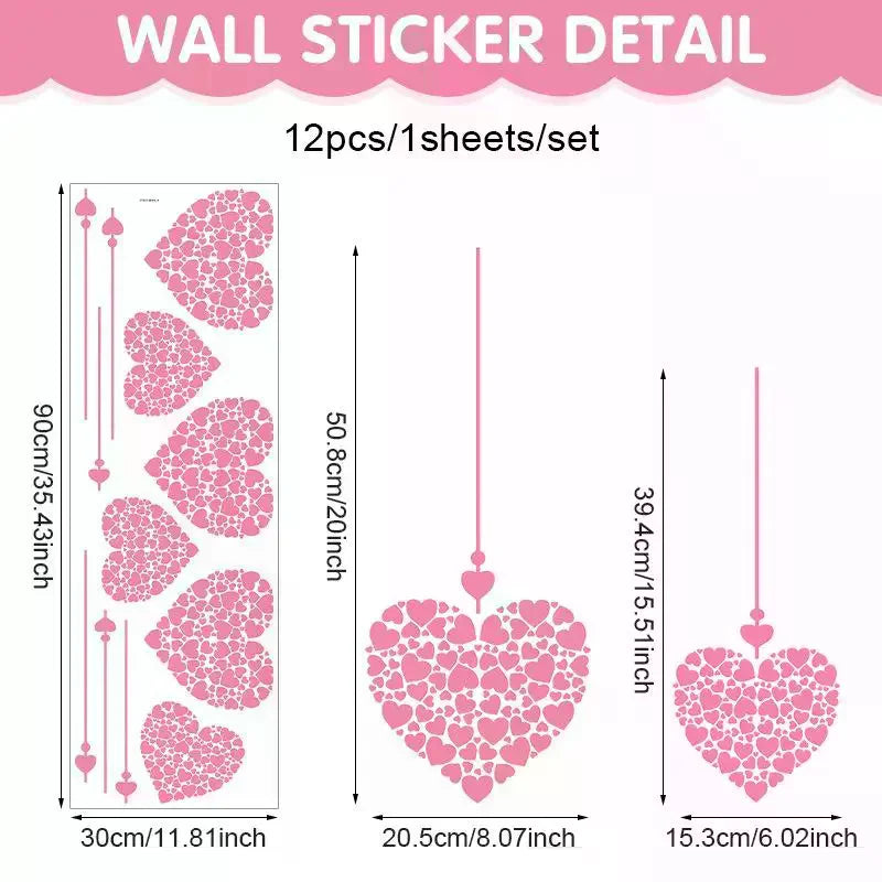 1pcs Valentine's Day Atmosphere Decorative Stickers,Heart-shaped Stickers For Glass Windows And Display Windows, Window Stickers Qme