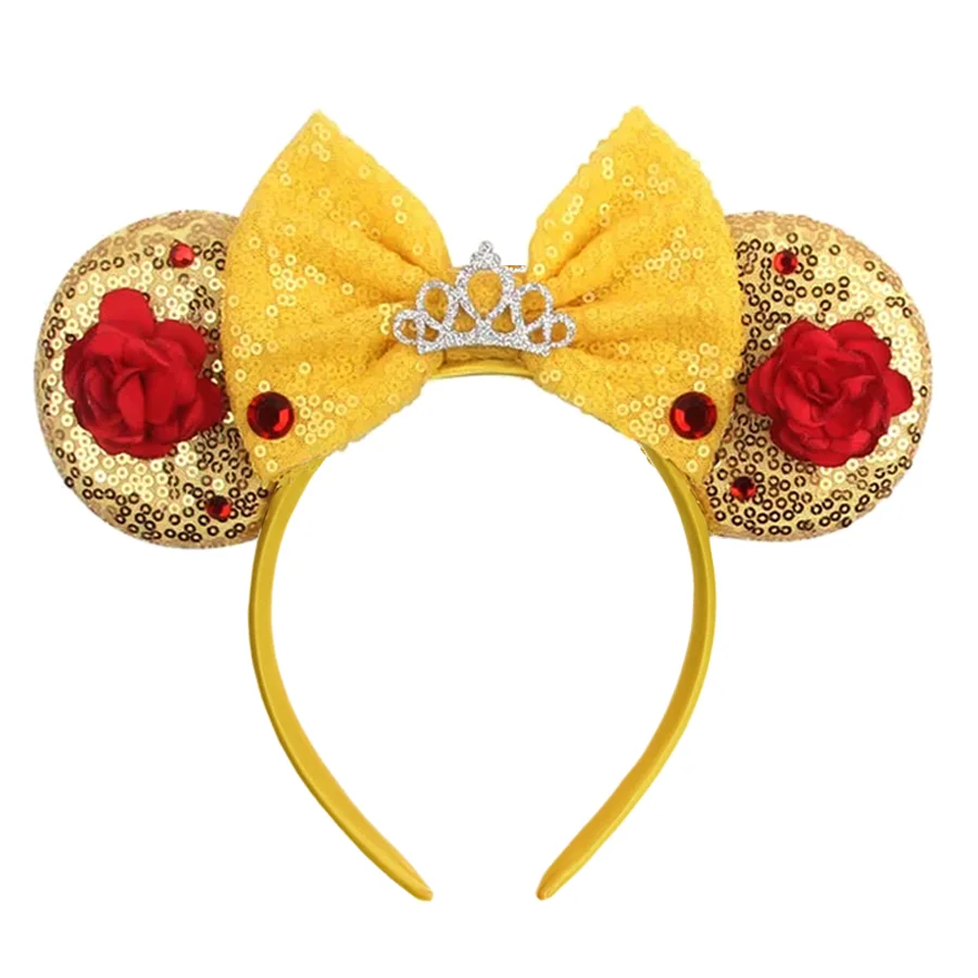 New Glitter Crown Castle Hairband Girls Princess Party Headwear Sequins Mouse Ears Bow Headband Hair Accessories Kids Boutique Qme Headband 2
