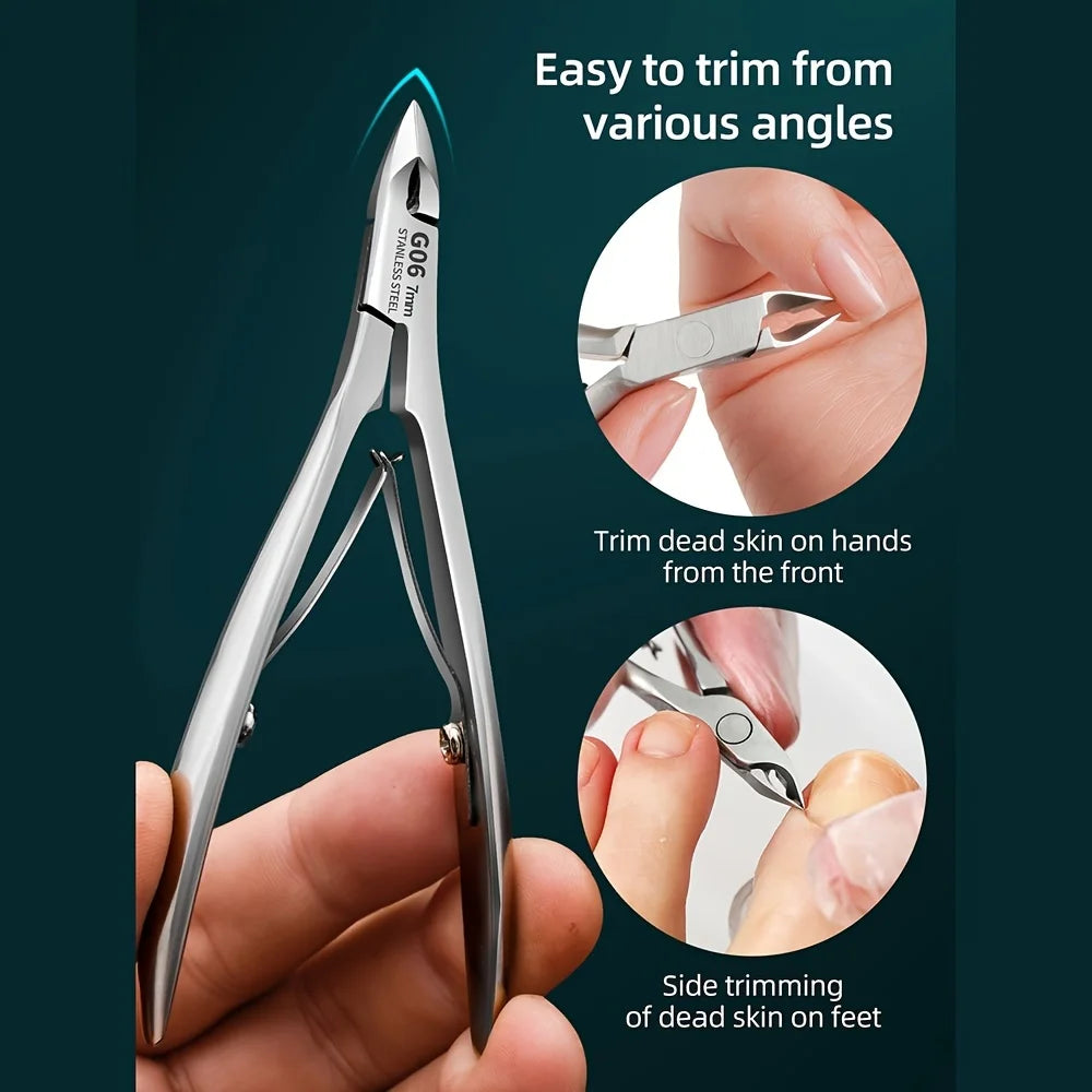 Professional Stainless Steel Cuticle Trimmer Sharp Blade Dual Spring Qme