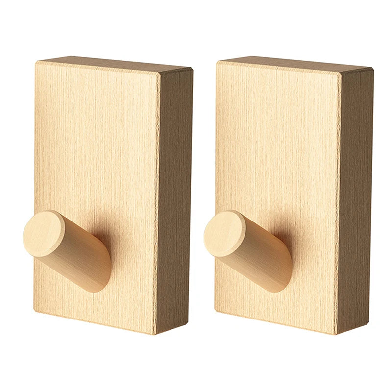 2psc Kitchen Towel Key Holder Walnut Wood Wall Hooks Hangers No Drill Qme Beech