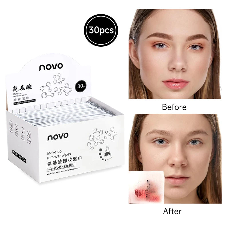 30pcs Of Makeup Remover Wipes For Face,Moisturizing&Gentle,Deep Cleansing Without Noresidue,Individually Packaged,Disposable Use Qme 1 box of 30 tablets