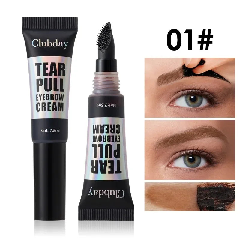 Easy Peel-off Eyebrow Tint Cream Natural Long Lasting Brows Tattoo Waterproof Non-smudging Gel Big Brush Head Liquid Eyebrow Dye Qme 01