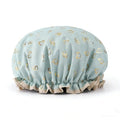 Large Shower Caps Women Reusable Waterproof Cap Double Layers Bath Qme green