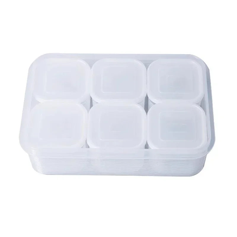 6 Compartment Food Storage Container Lid Refrigerator Fresh-keeping Qme 6grids 1storage box