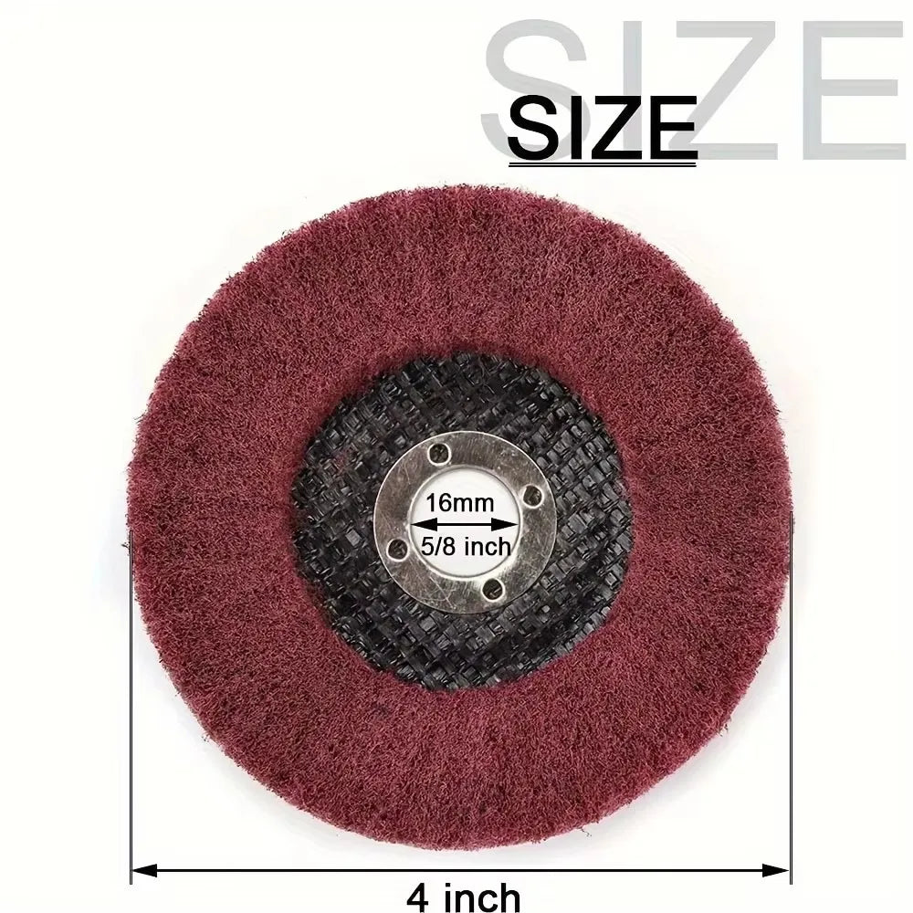 5PCS 100Mm nylon fiber clamshell polishing wheel 4 inch non-woven grinding wheel metal wood rotary angle grinder grinding wheel Qme
