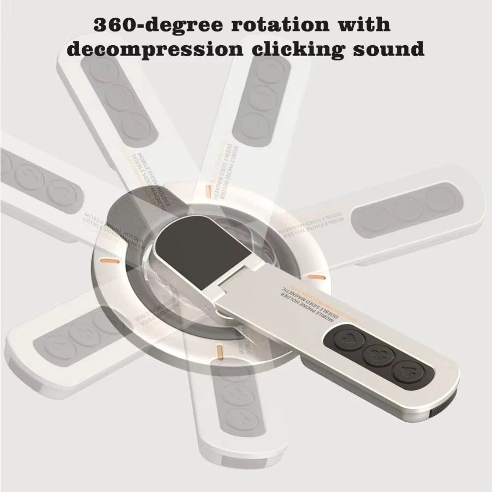 Double-Sided Magnetic Phone Ring Stand for iPhone 18/17/16/15/14/13 Pro Max ABS Desk Stand Holder 360° Rotation Decompression Qme