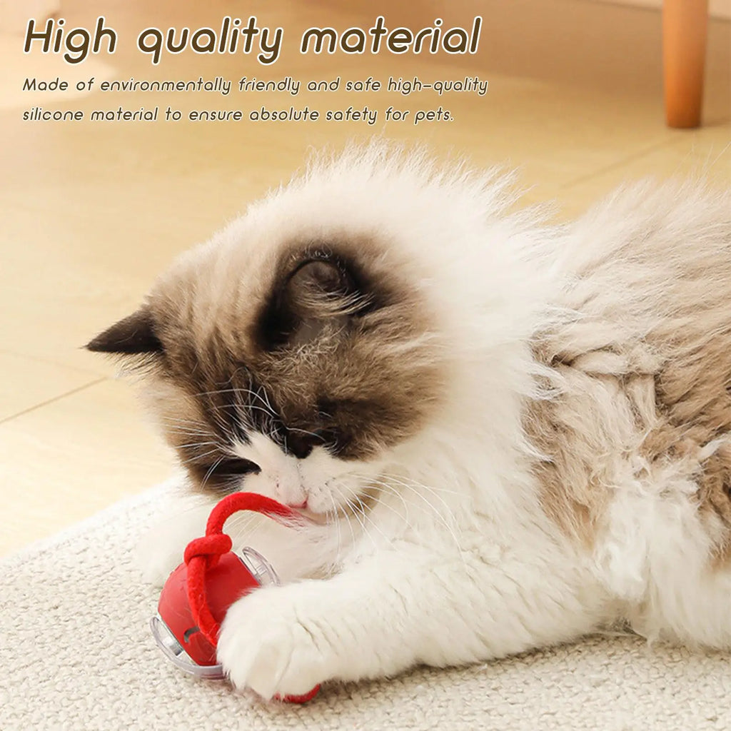 Automatic Cat Ball Rechargeable Pet Game Silicone Cat Balls With Rope For Indoor Play Enrichment Exercise Boredom Stimulation Qme