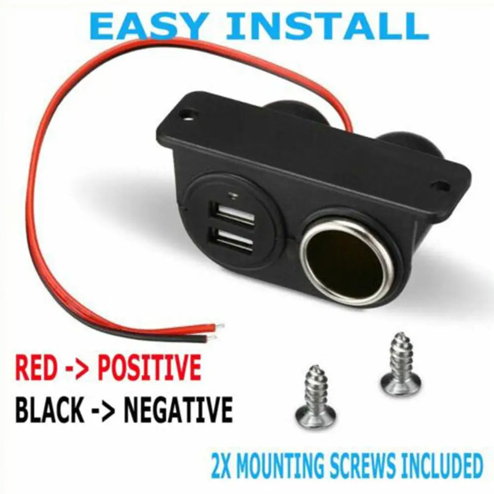Multifunction Cigarette Lighter Ports Socket 2 USB 3.1A/3100ma Car Charger Camper Multi Plug Port Adapter Charger Recessed Cars Qme