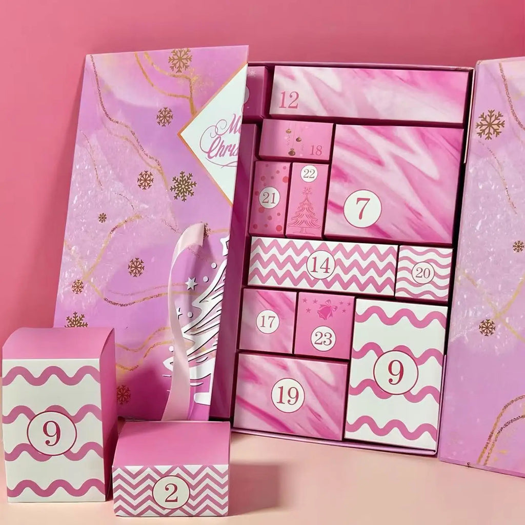 24Day Christmas Arrival Calendar Gift Filling Box Pink DIY Arrival Calendar Gift Box Packaging Box Empty Box Qme