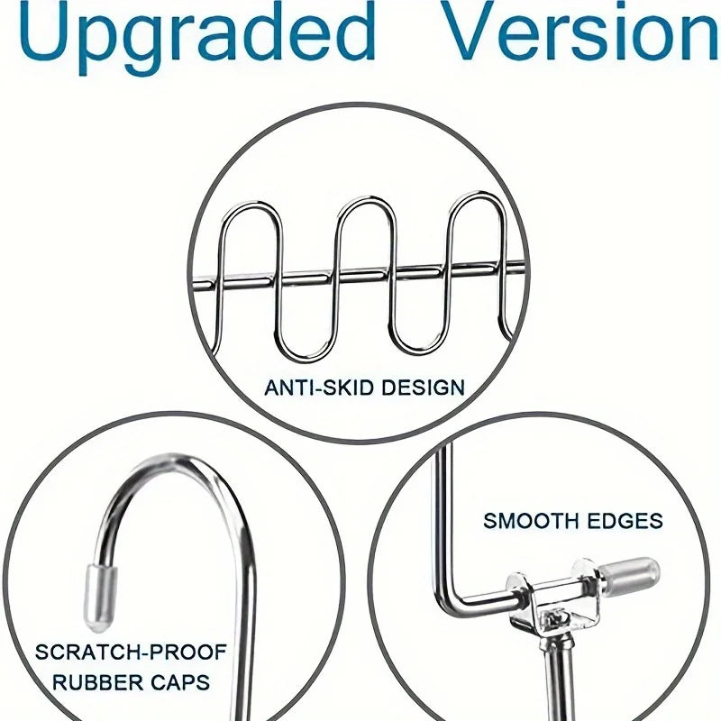 Maximize, Organize & Save Space: 2/4pcs Stainless Steel Cascading Hangers, 12 Slots - Perfect for Efficient Closet Organization Qme