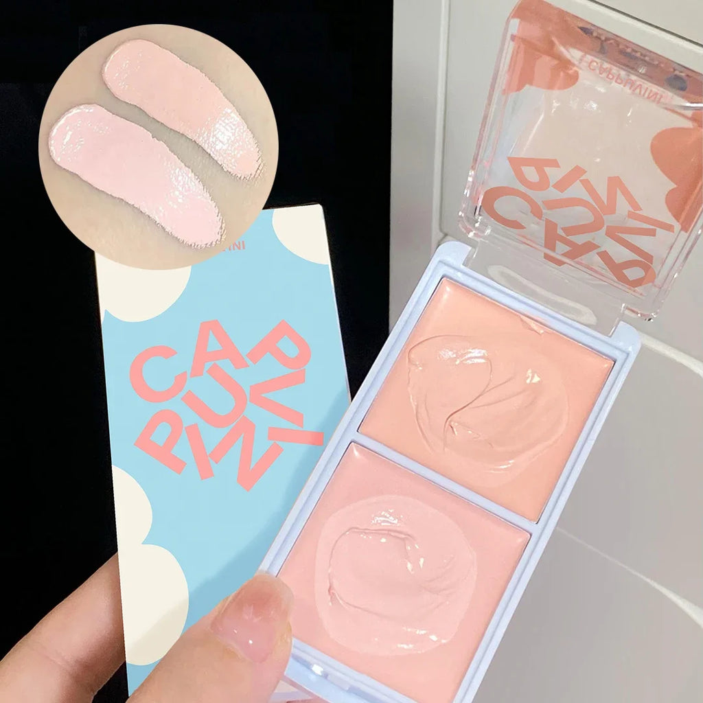 Creamy Pink Face Highlighter Palette Under Eye Brightening Waterproof Concealer Cream Like a Natural Ruddy Complexion Makeup Qme 1PCS