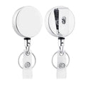 Rope Elastic Key Ring Retractable Metal Wire Keychain Pull Badge Reel Qme Silver