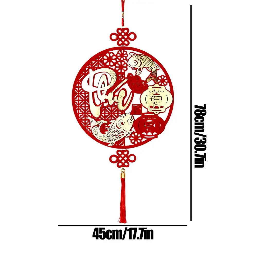 Chinese New Year Decorations 2026 New Year Auspicious Decor Flocking Tree Ornaments Festival Charm for Home Office Car Door Wall Qme Style D