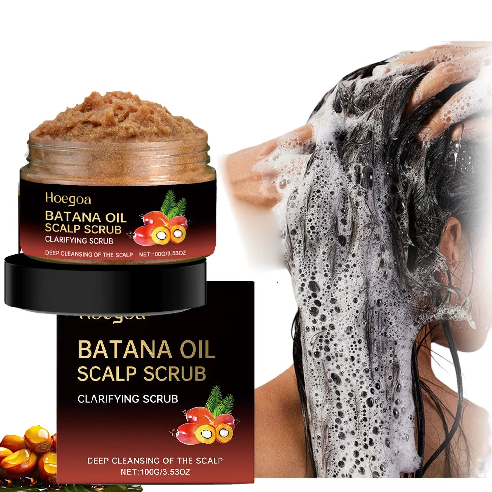 Batana Oil Scalp Scrub for Strengthening Hair Deep Cleaning Nourishing Soothing Shampoo for Sensitive Scalp Hair Care Qme