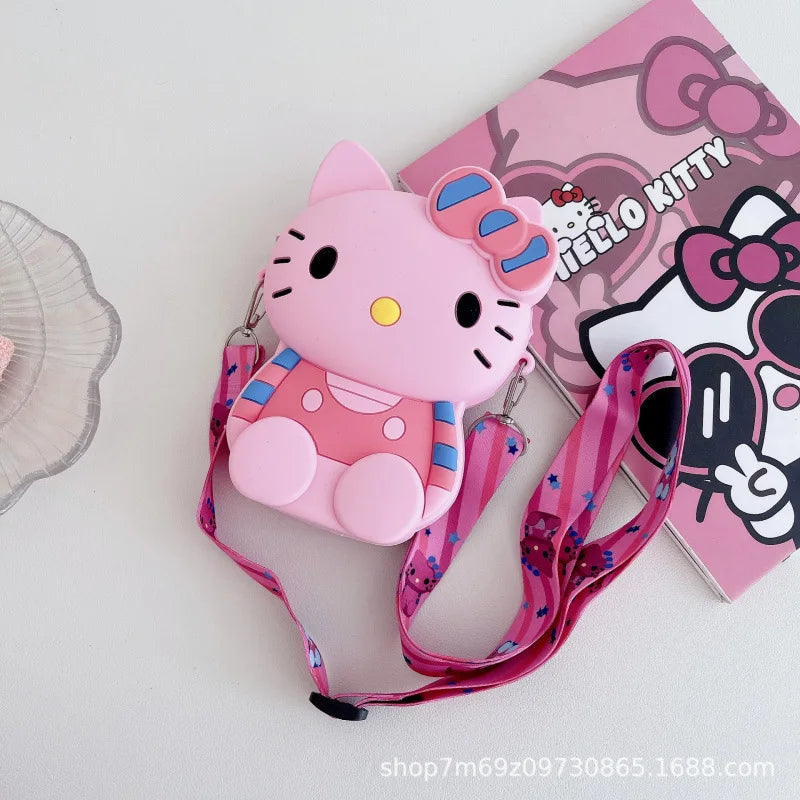 Hello Kitty Kuromi Coin Purse Cute Cartoon Student-Style Instagram-Inspired Fashion Bag Melody Silicone Crossbody Bag Qme 21
