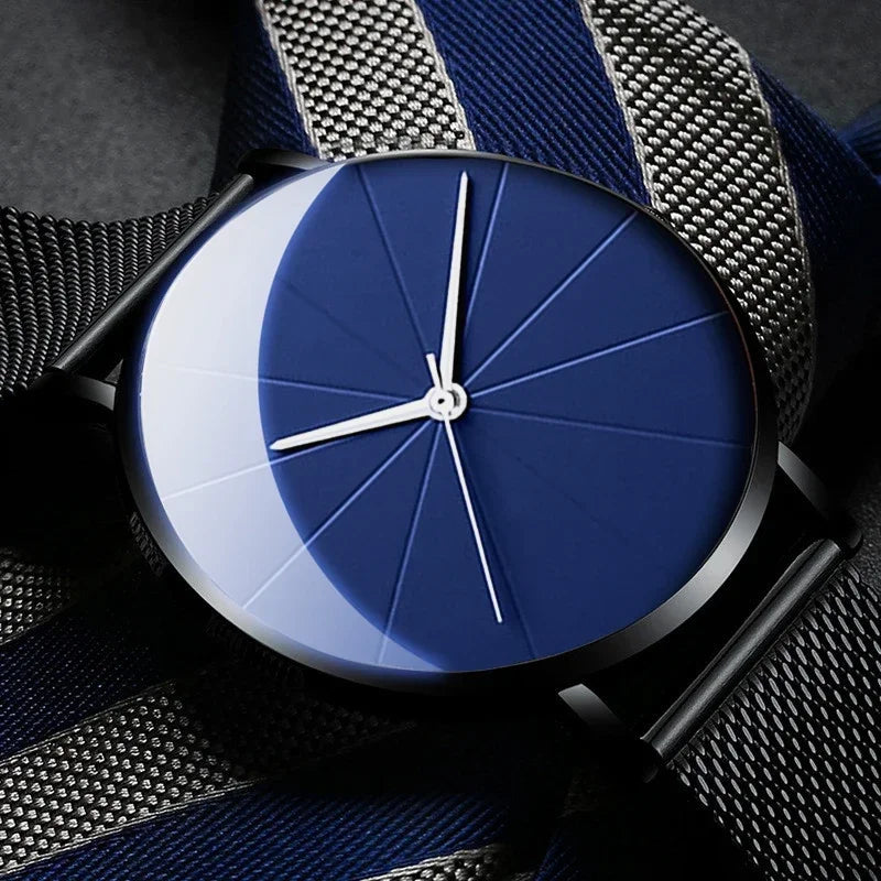 Minimalist Men's Fashion Watches Simple Men Business Ultra Thin Stainless Steel Mesh Belt Quartz Watch relogio masculino Qme