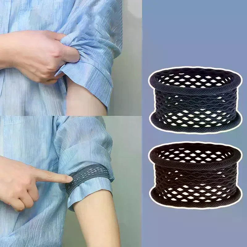 Shirt Sleeve Holder Elastic Mesh Fixer Bands Anti-slip Clip Arm Cuffs Qme