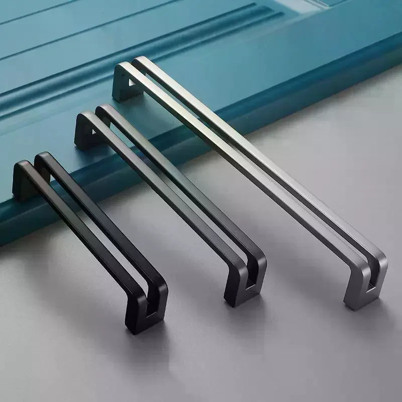 Nordic Furniture Handles Gray Black Brushed Kitchen Cabinet Pulls Handle For Cabinets And Drawers Knobs Kitchen Accesso Hardware Qme