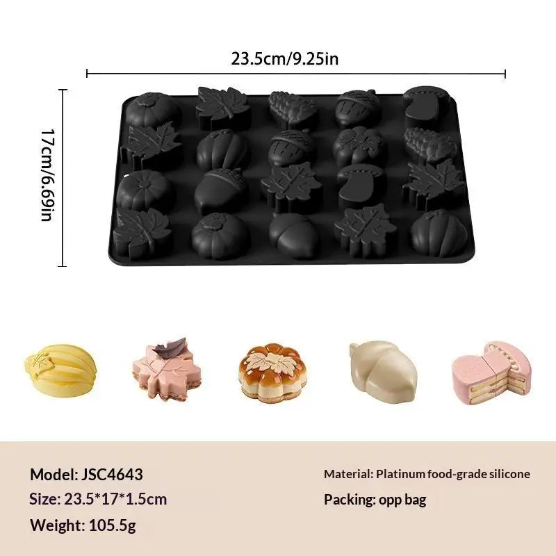 Silicone Fall Baking Mold Non Stick 6 Cavity Pumpkin Leaf Acorn Qme one size C