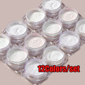12Pcs/Set Aurora White Nail Mirror Powder 0.3g/Jar Shimmer Moonlight Chrome Pigment Dust for UV Gel Polish Manicure Decorations Qme A