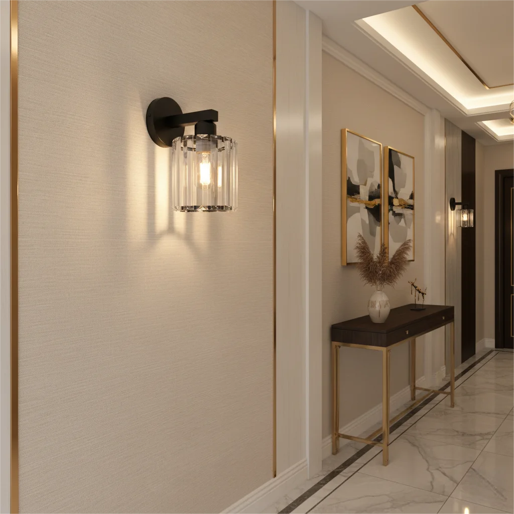 Modern Crystal LED Wall Lamp Bedroom Study Bedside Hotel Restaurant Bedside Wall Lights Living Room Decoration Luxury Wall Lamps Qme