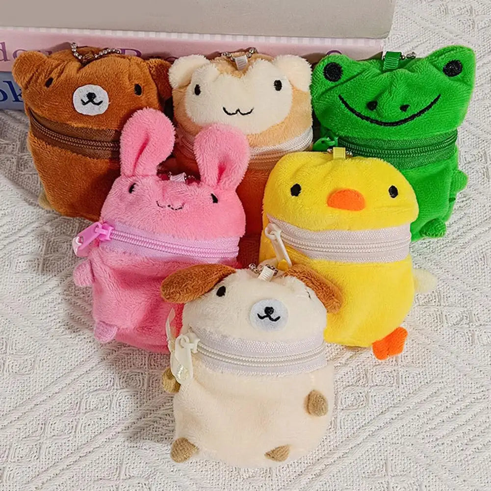 Keychain Bag Plush Coin Purse Charm Cartoon Doll Protective Case Qme