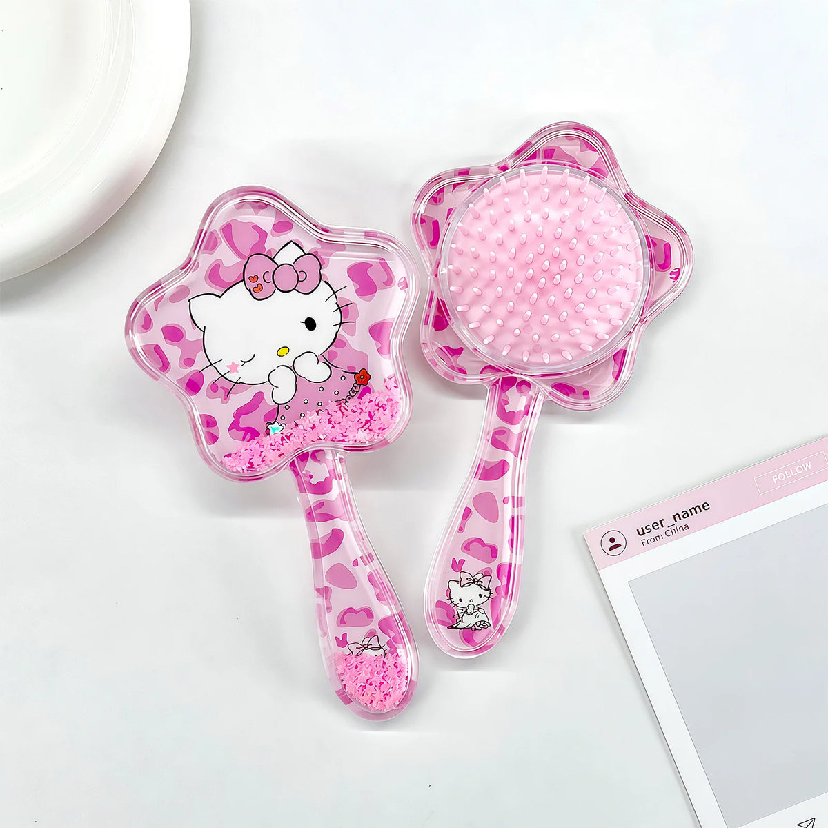 Hello Kitty Transparent Five-Pointed Star Loose Hair Comb Cartoon Cat Air-Cushion Comb Mini Portable Hair Comb Qme 6