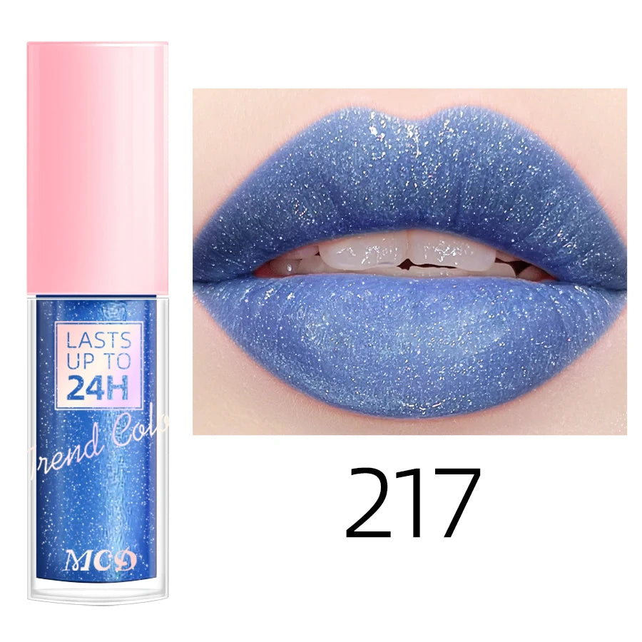 18 Colors Glitter Lip Glaze Long Lasting Gloss Waterproof Liquid Qme 217