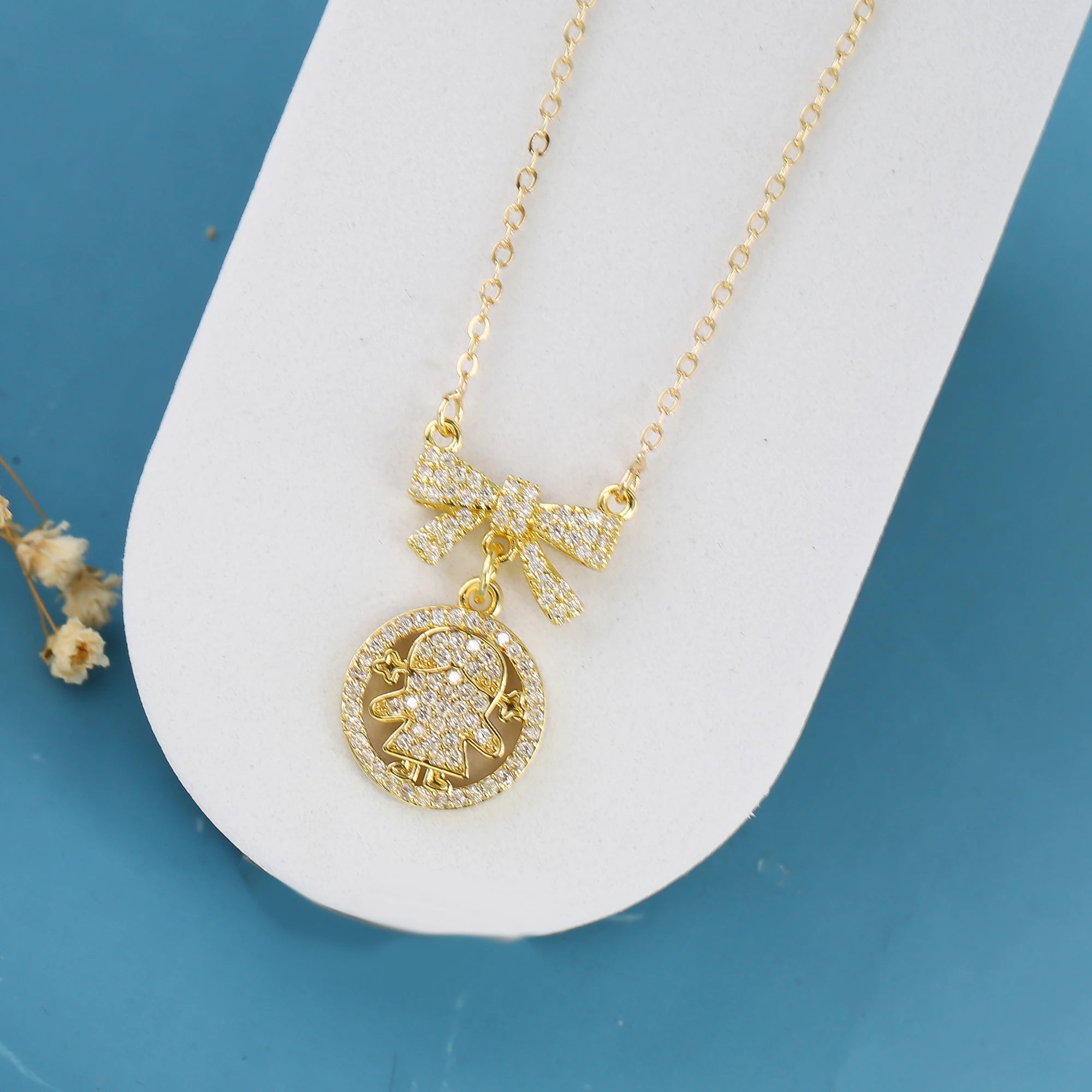 New Design 4 Styles Luxury Copper Zircon Boy Girl Heart Pendant Women Zircon Necklaces Chain Jewelry Charm Mother's Day Gift Qme B