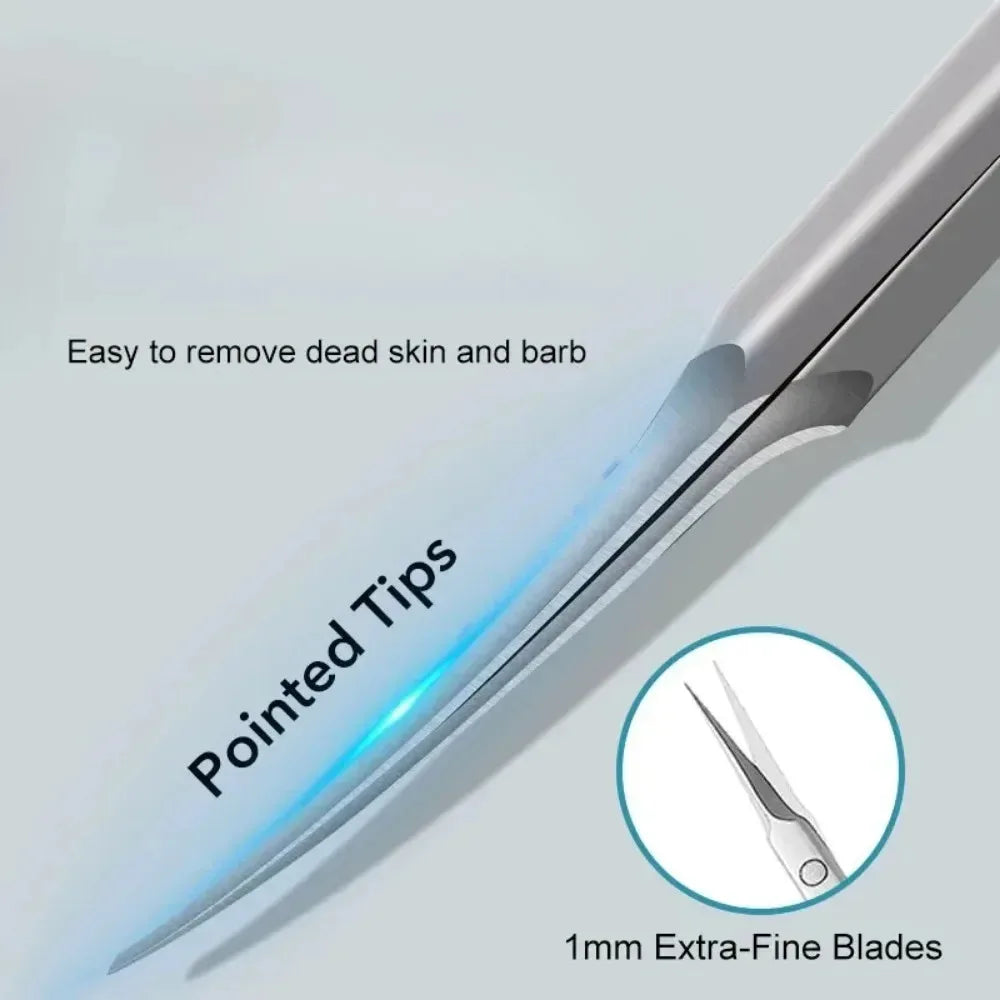 Stainless Steel Cuticle Scissors Dead Skin Remover Nails Art Clippers Qme