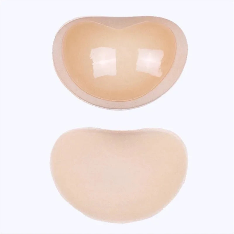 Chest Push Up Sticky Bra Thicker Sponge Pads Breast Lift Enhancer Qme One Size skin color 1pair