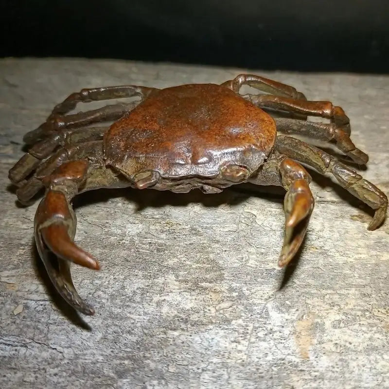 1Pcs Miniature Tea Pet Ornament Vintage Crab Simulation Animal Model Statue Figurine Antique Metal Crafts Desk Decoration Qme