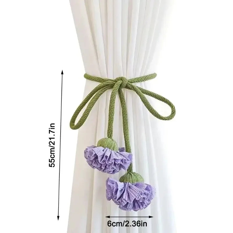 Fashion Flower Shape Curtain Tieback Elastic Band Window Buckles Qme