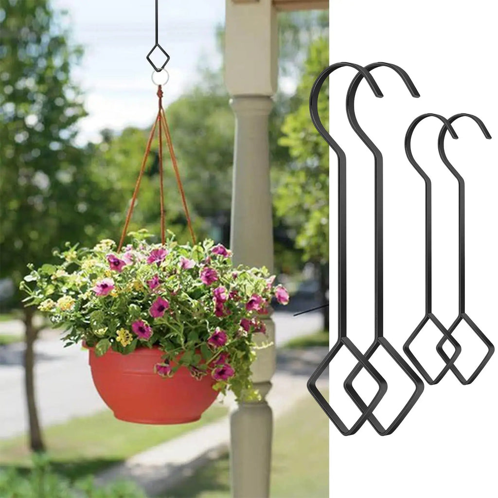 Plant Hanger Hook Metal Heavy Duty Plant Extension Hooks Home Decoration 4 Pieces Flower Organizer Accessory for Outdoor Lights Qme