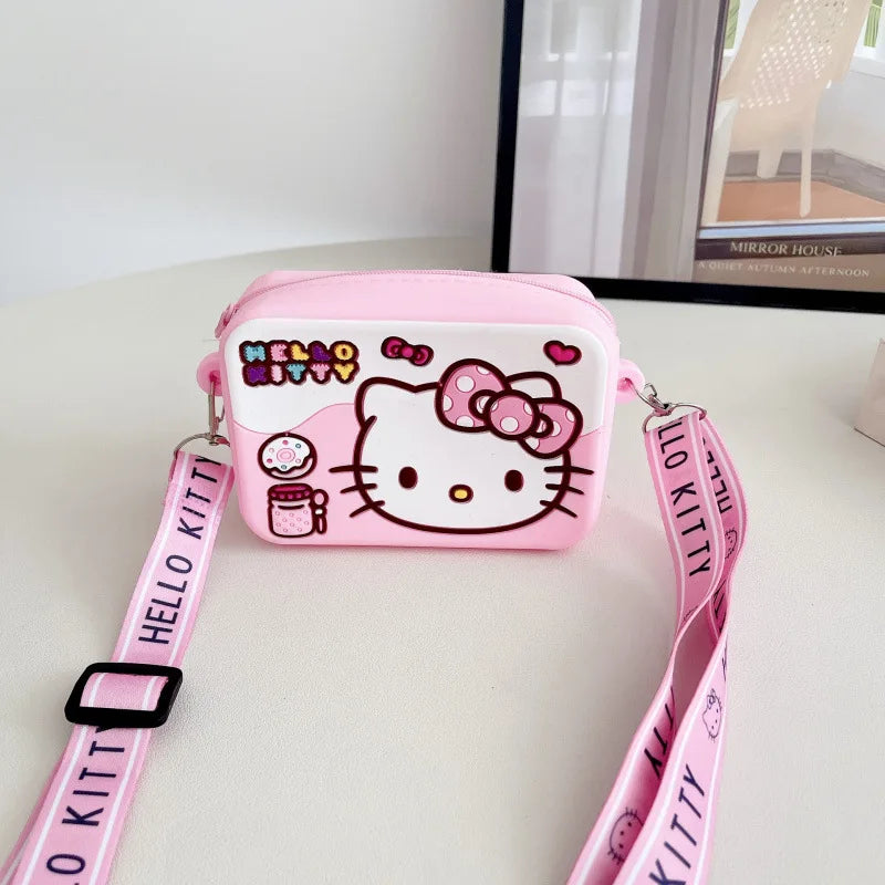 Hello Kitty Cartoon Coin Purse Cute, Instagram-Style Fashion Bag for Students Silicone Key Crossbody Bag Qme 4