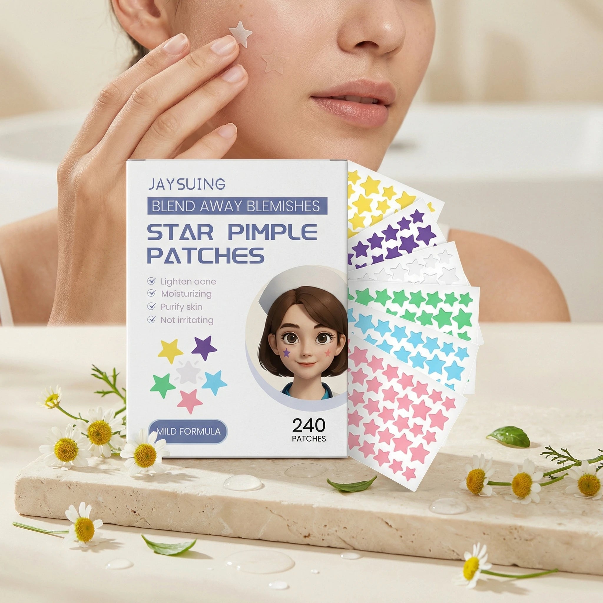 Rainbow Star Acne Patches Pimple Removal Oil Control Absorb Secretions Hydrocolloid Star Shaped Invisible Pimple Stickers 240PCS Qme