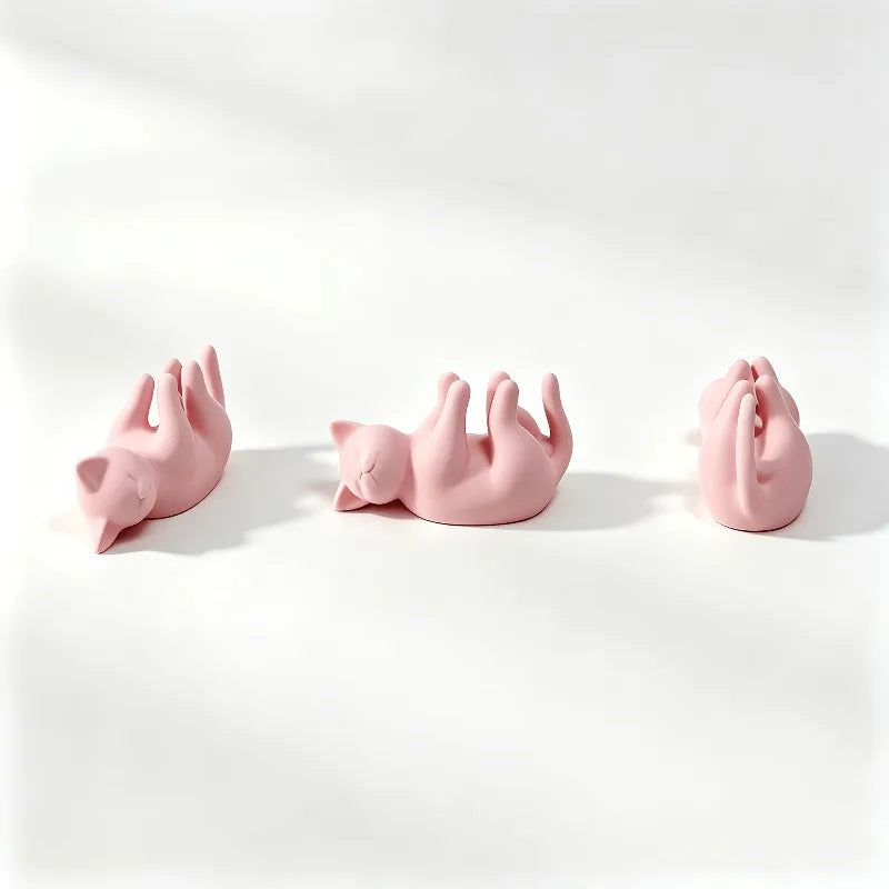 3pcs Cat Lying Down Photo Stand/Adorable Kitten-Shaped Photo Display Holder/Mini Desktop Ornament Qme